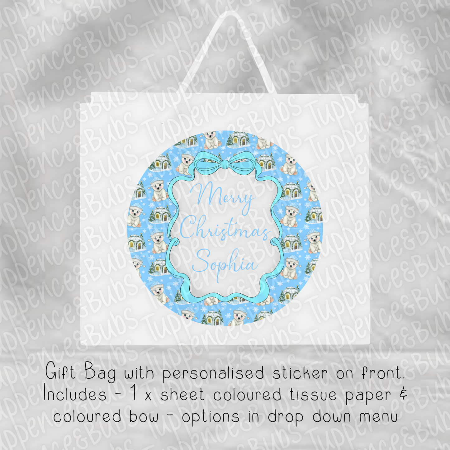 Polar Bear Themed Christmas Gift Bag - 6 Designs