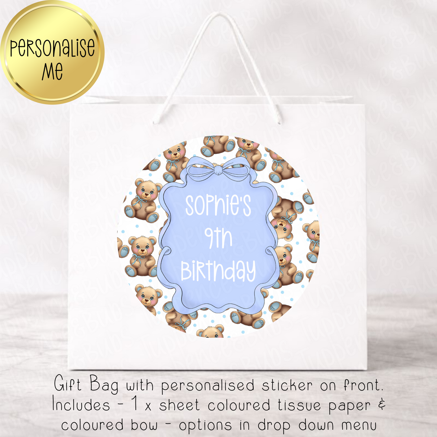 Blue Bear Themed Gift Bag - 4 Designs