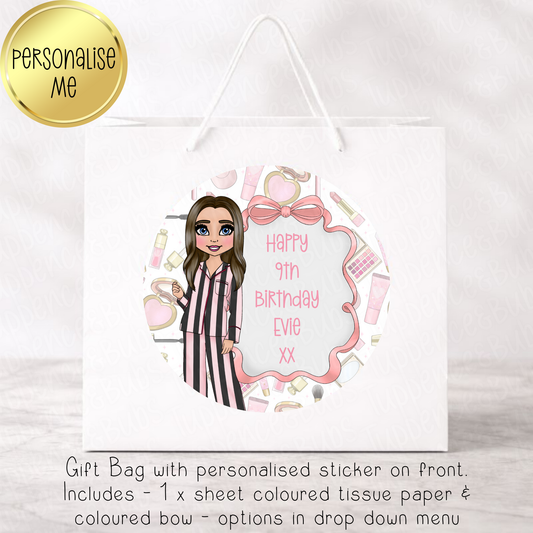 Black & Pink Striped PJ's Themed Gift Bag