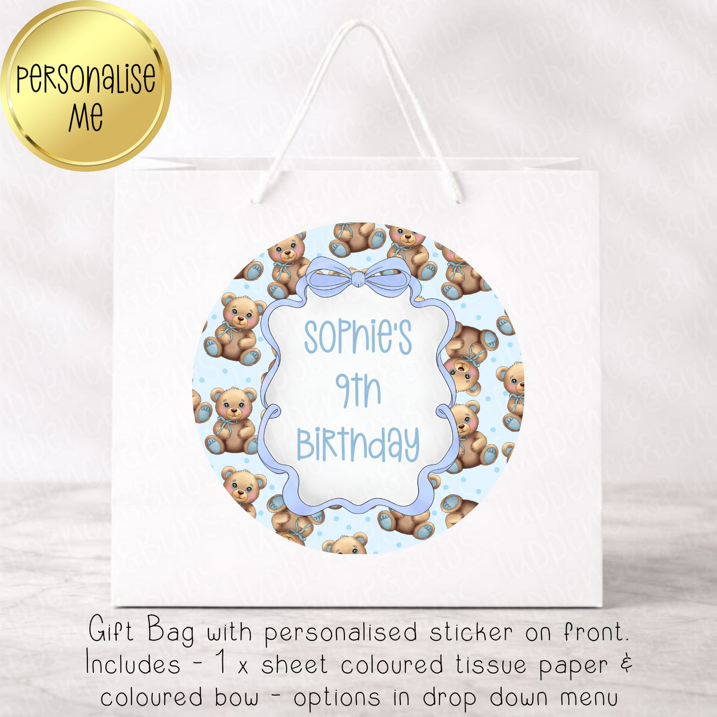 Blue Bear Themed Gift Bag - 4 Designs