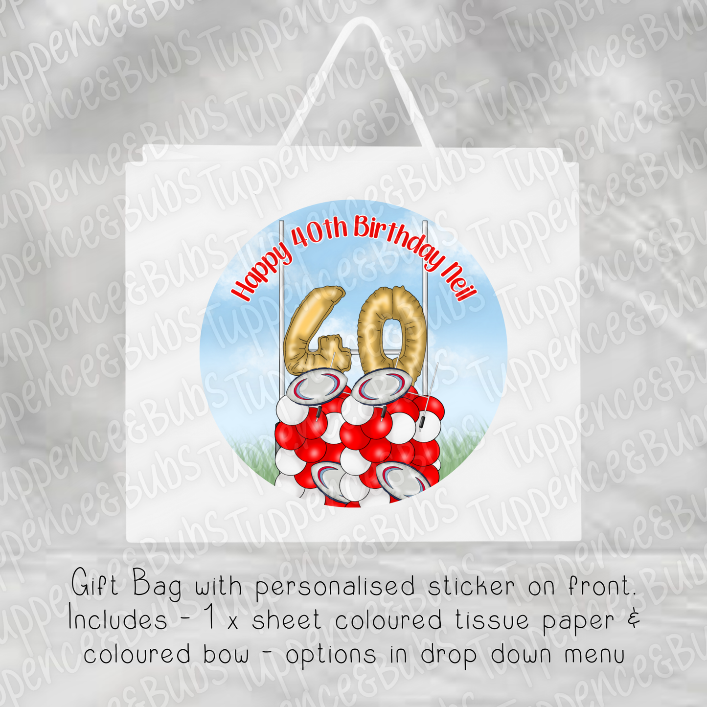 Rugby Themed Gift Bag - 2 Designs