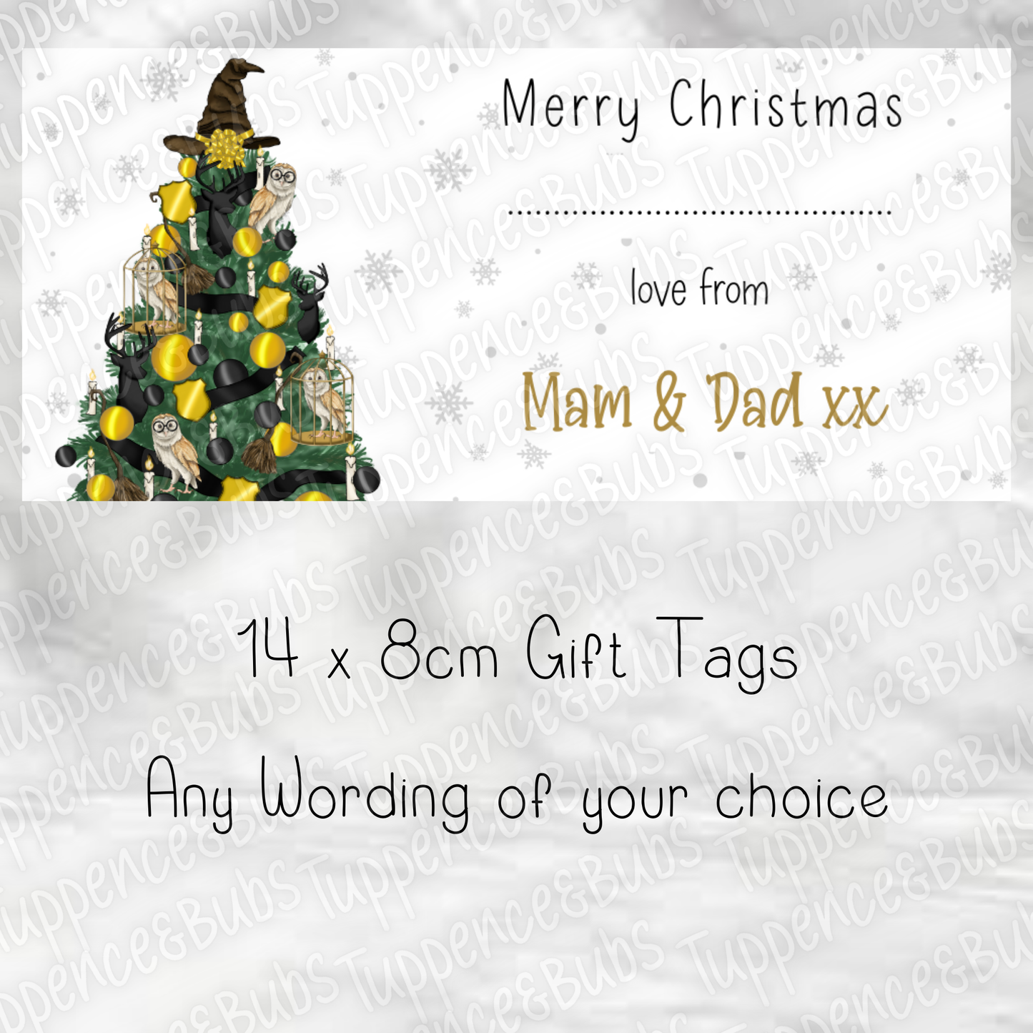 Wizard School Themed Christmas Labels, 4 Colours