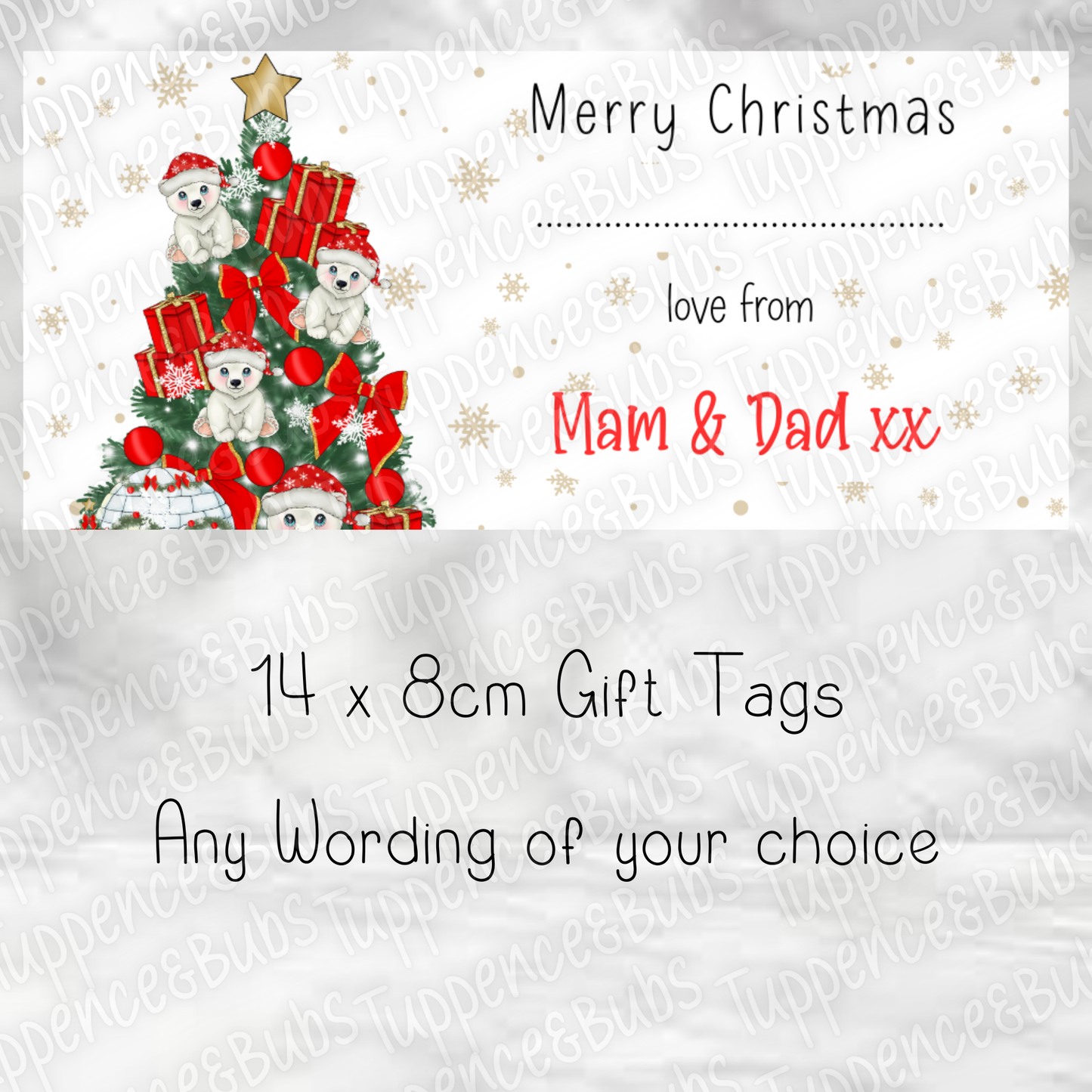 Polar Bear Themed, Christmas Labels - 3 Colours