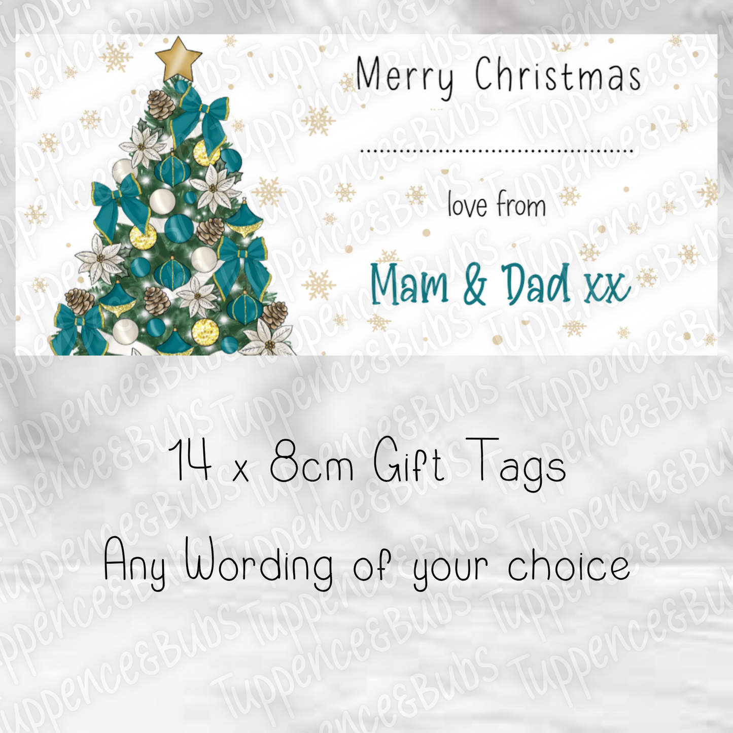 Christmas Tree Style Gift Tags, Labels, 8 Designs
