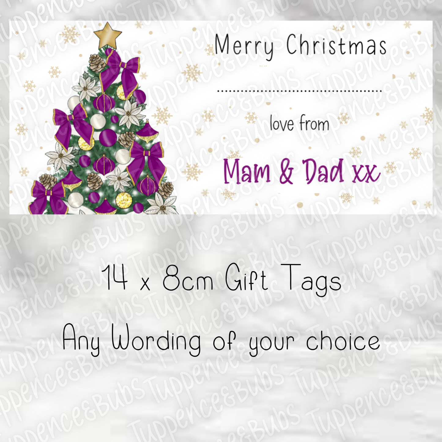 Christmas Tree Style Gift Tags, Labels, 8 Designs