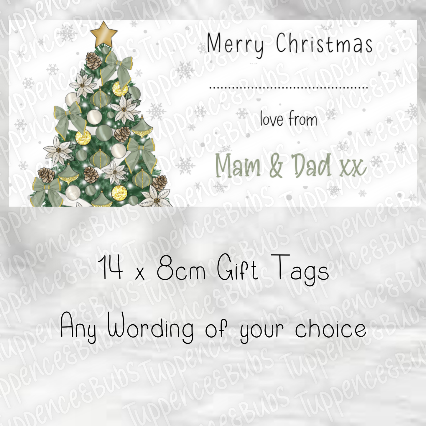 Christmas Tree Style Gift Tags, Labels, 8 Designs