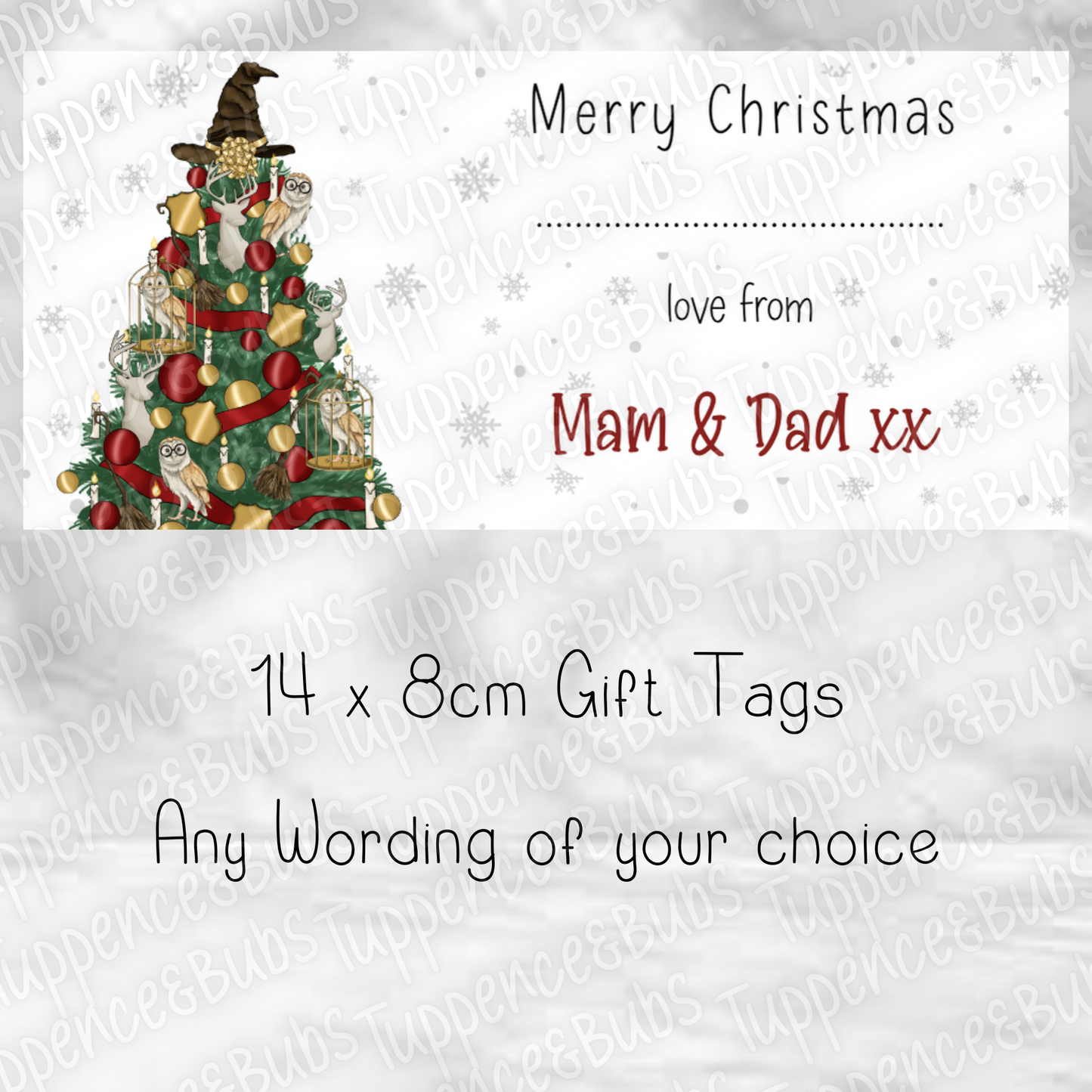 Wizard School Themed Christmas Labels, 4 Colours