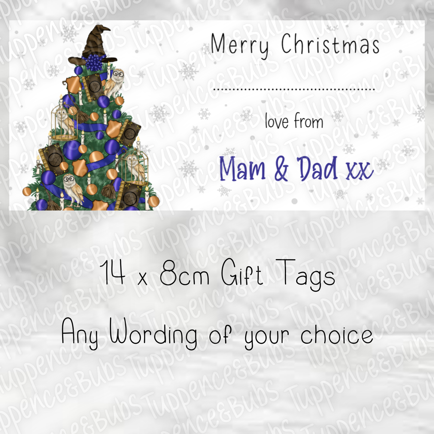 Wizard School Themed Christmas Labels, 4 Colours
