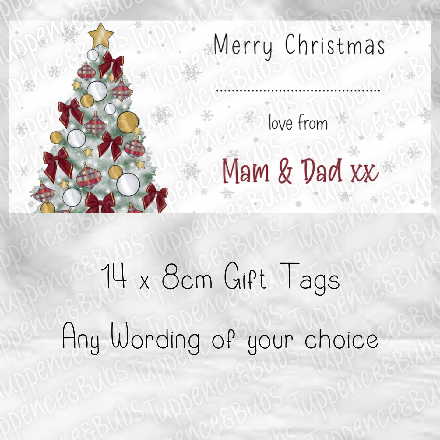 Christmas Tree Style Gift Tags, Labels, 8 Designs