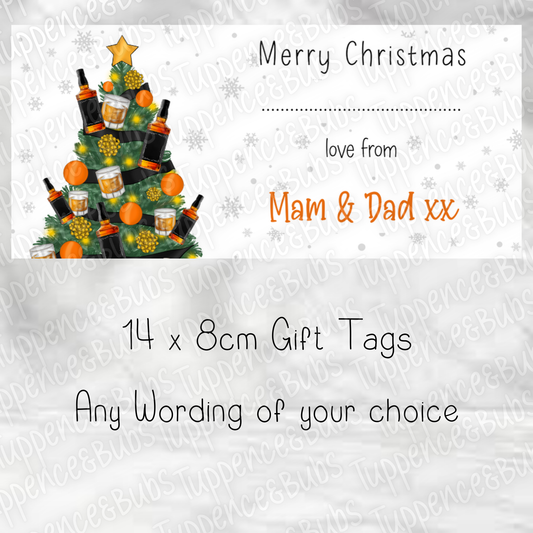 Whiskey Themed Christmas Label