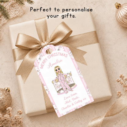 Personalised Pink Carousel Girl Christmas Gift Tags – Pack of 6