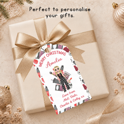 Personalised Gothic Makeup Girl Christmas Gift Tags – Pack of 6