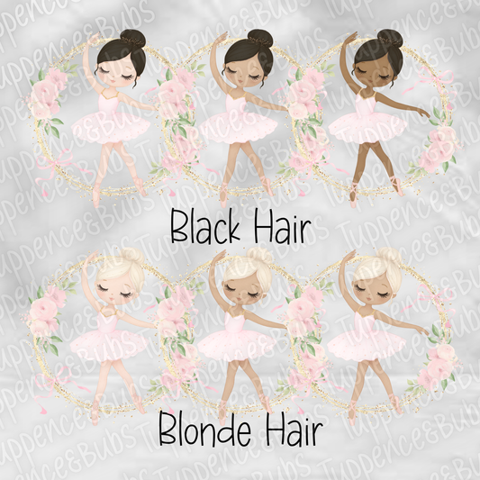 Pink Ballerina Wreath Stickers