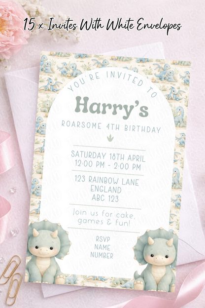 15 x Dinosaur Themed Invitations