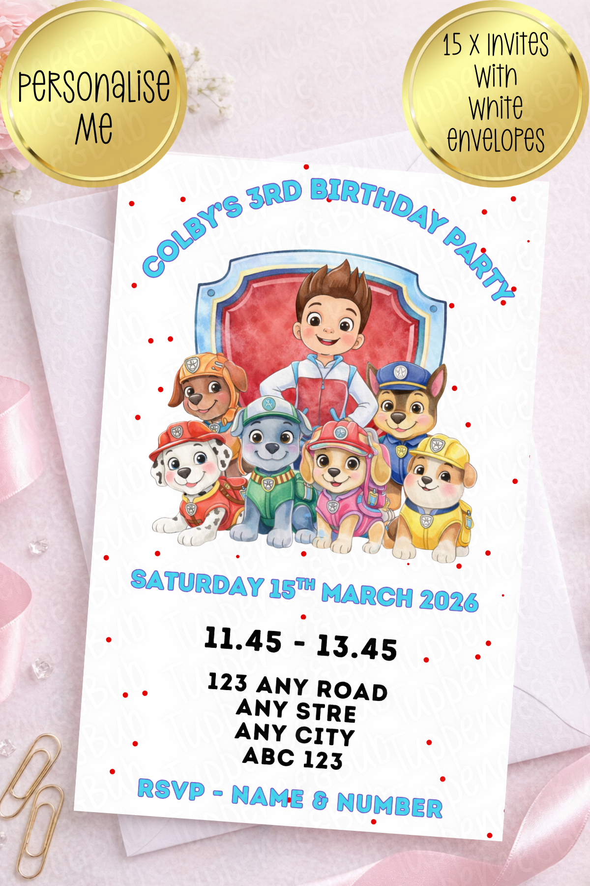 15 x Patrol Themed Invitations