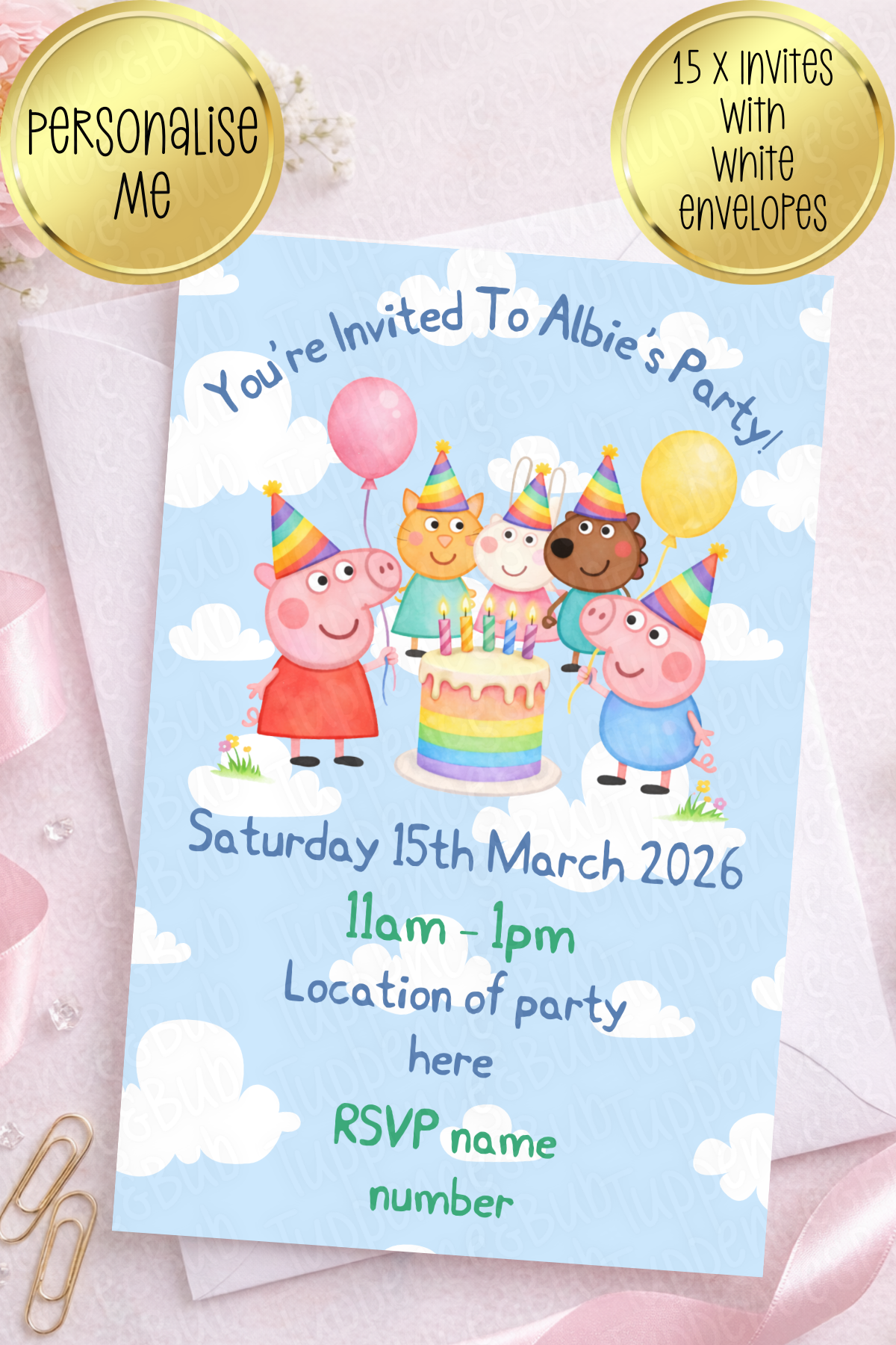 15 x Pig Inspired Invitations