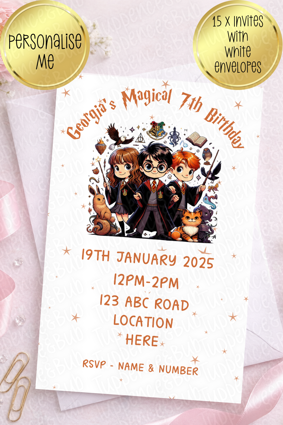 15 x Wizard School Invitations - 2 Designs