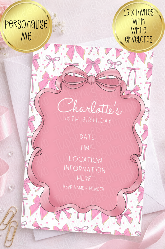 15 x Bow Frame Background Invitations