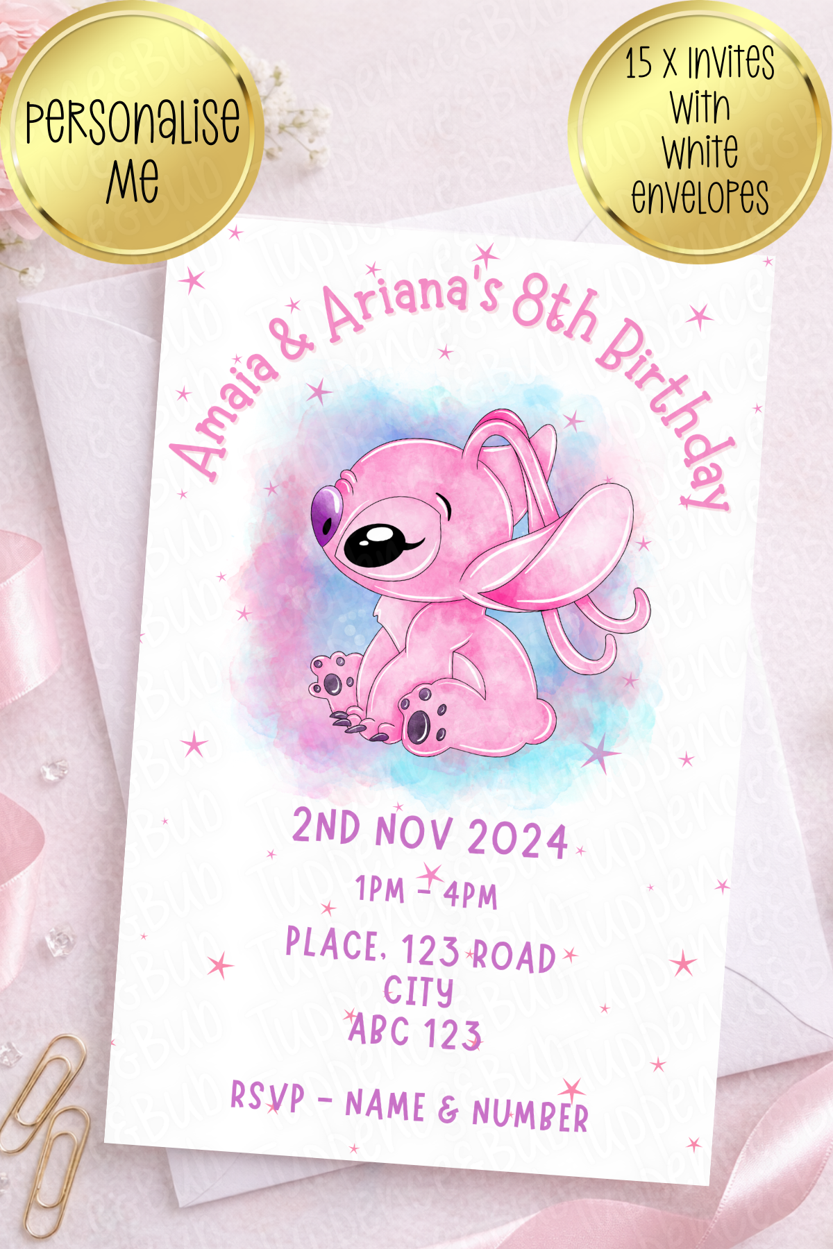 15 x Stitch or Angel Invitations