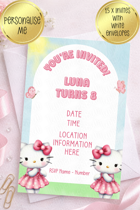 15 x Kitty Inspired Invitations