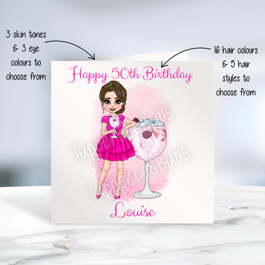 Pink Gin Inspired Birthday Card