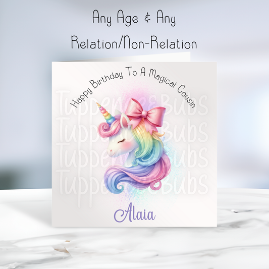Pastel Rainbow Unicorn Birthday Card