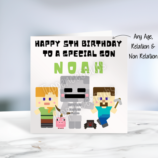 Minecraft Inspired Birthday Card