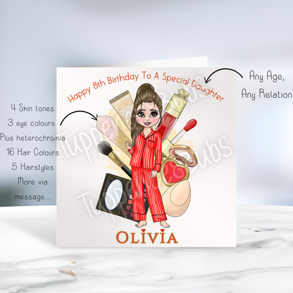 Red Pj Beauty Inspired Birthday Card