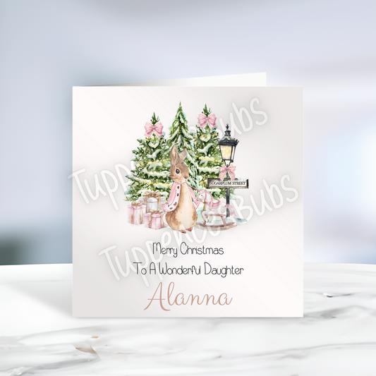 Pink Rabbit Inspired Christmas Card