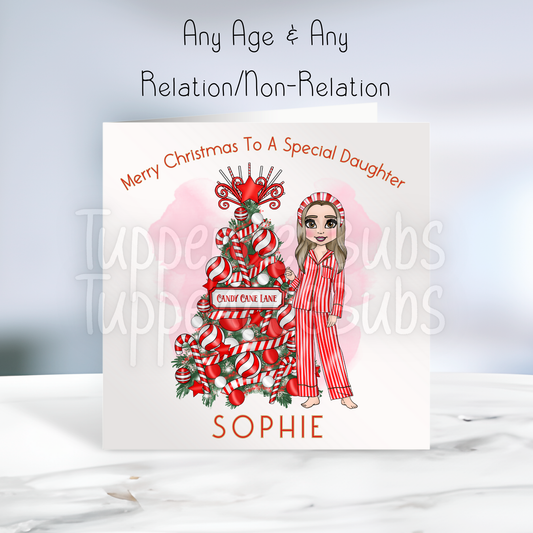 Candycane Beauty Themed Christmas Card