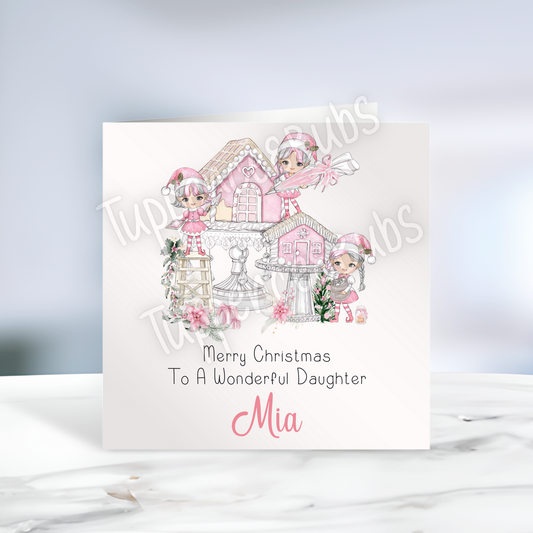 Pink Christmas Elves Inspired Card