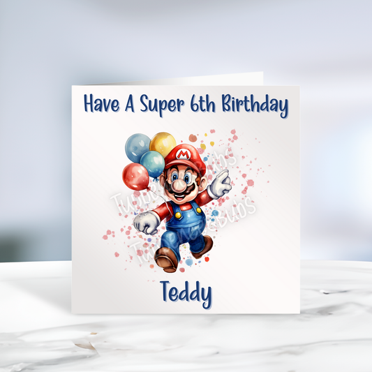 Mario Inspired Birthday Card