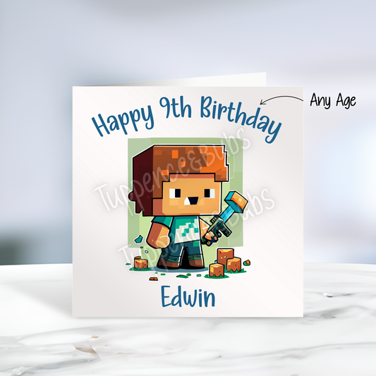 Minecraft Inspired Birthday Card