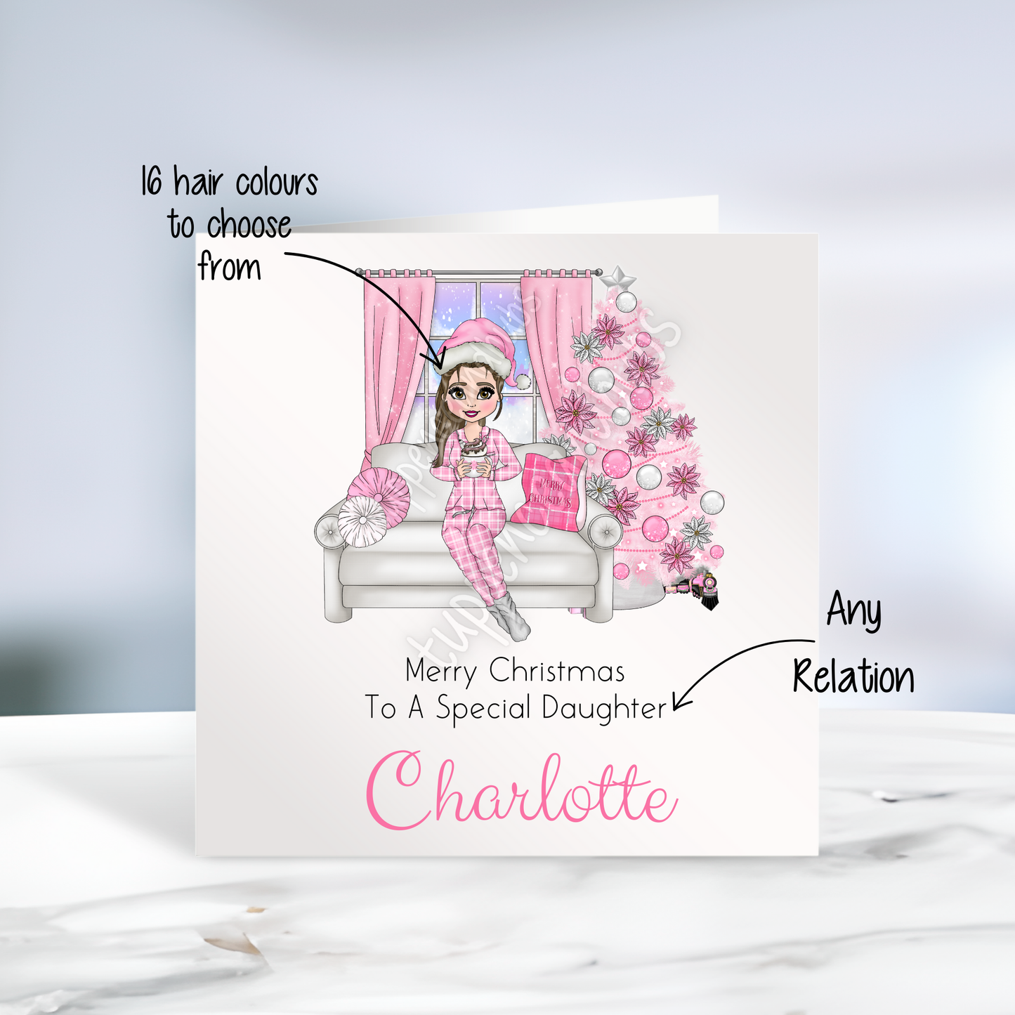 Pink Christmas Themed Christmas Card