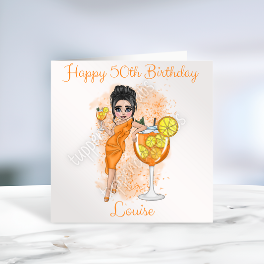 Aperol Spritz Inspired Birthday Card