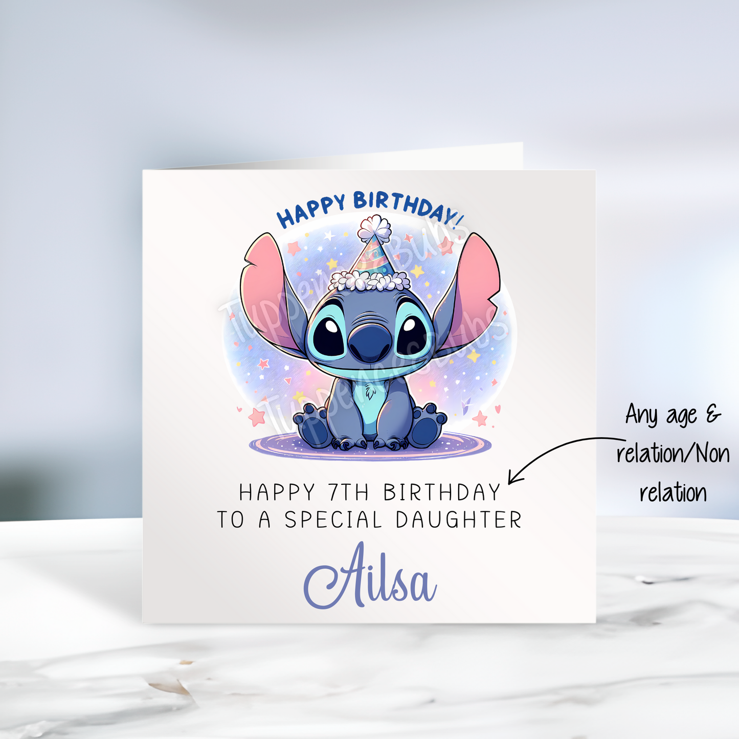 Personalised Stitch Birthday Card - Any Age - Any Relation