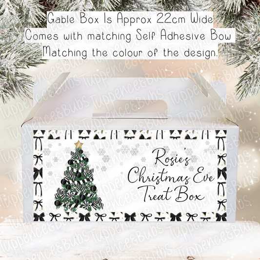 Black Bow Tree Themed Christmas Treat Box