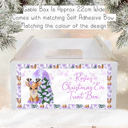 Purple Reindeer Theme Christmas Treat Box