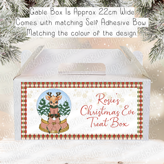 Tartan Reindeer Snow Globe Themed Treat Box