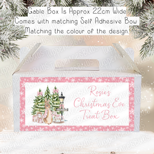 Rabbit Themed Christmas Treat Box - Pink or Blue