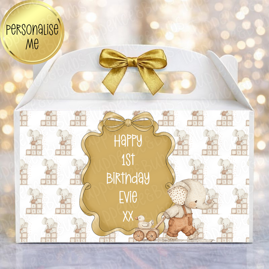 Beige & Brown Elephant Style Party Box