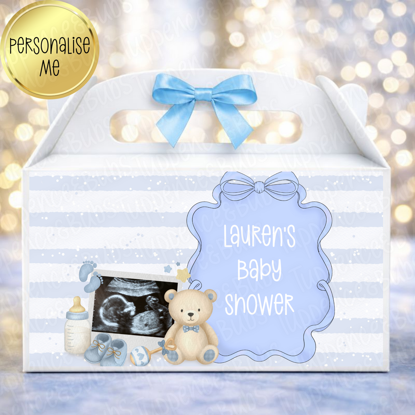 Baby Shower/Gender Reveal Treat Box - 3 Colours - Add Your Scan Pic