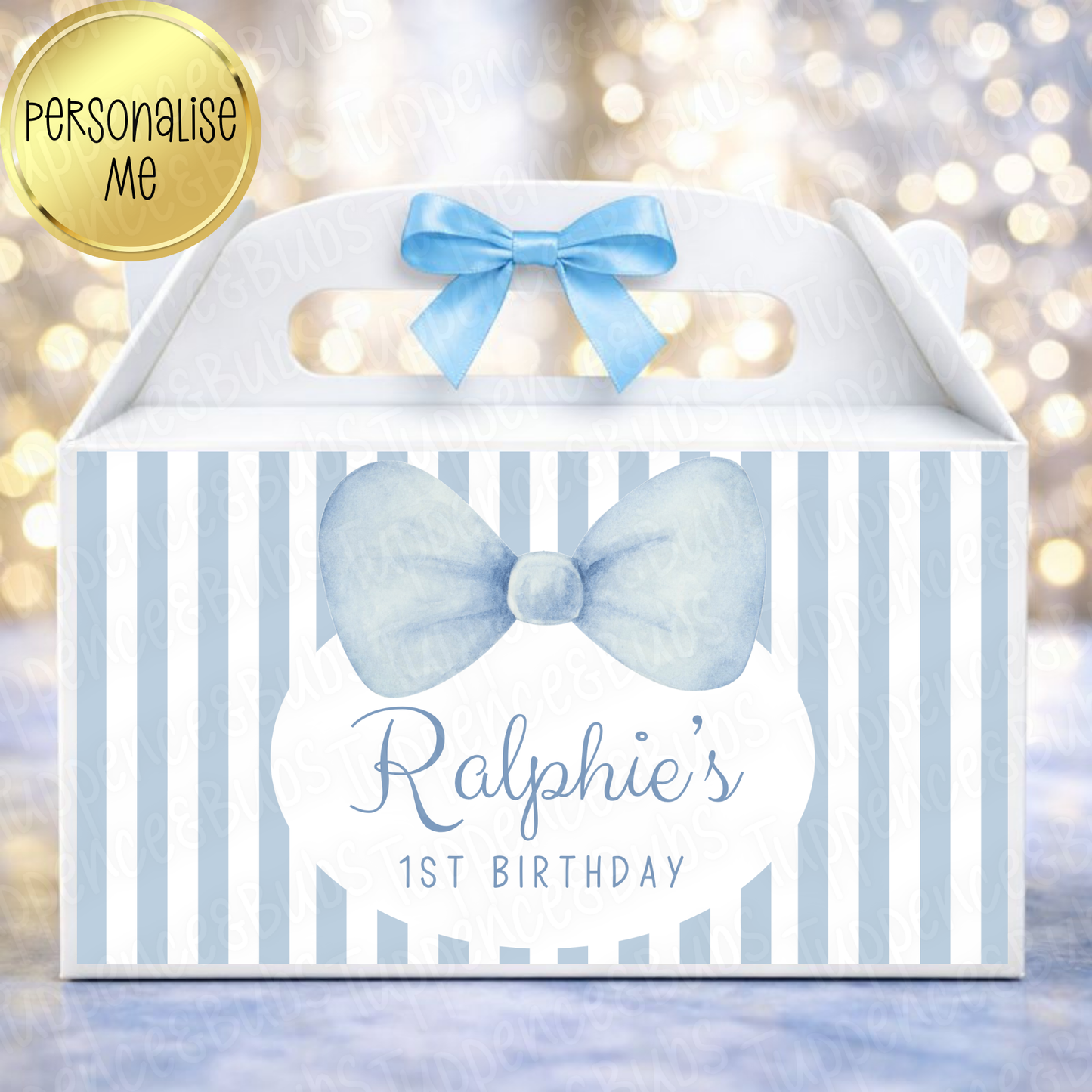 Blue or Brown Striped Treat Box