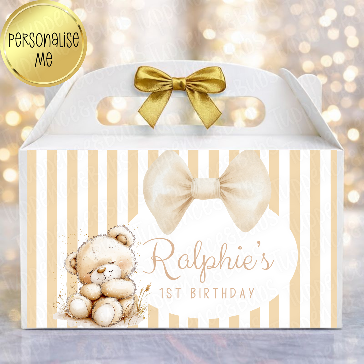 Blue or Brown Striped Treat Box