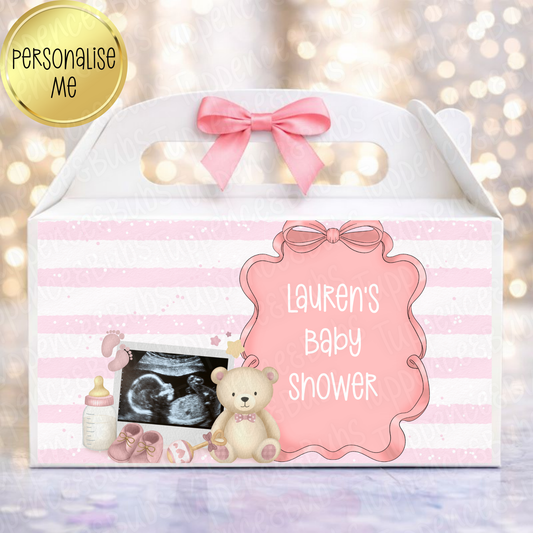 Baby Shower/Gender Reveal Treat Box - 3 Colours - Add Your Scan Pic