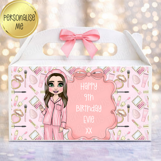 Pink PJ Make Up Themed Birthday Treat Box