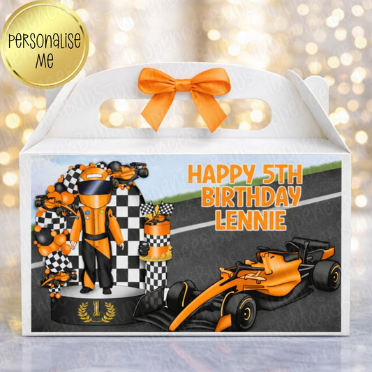 Red/Orange Racing Car Themed Party Boxes - 2 Designs