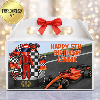 Red/Orange Racing Car Themed Party Boxes - 2 Designs