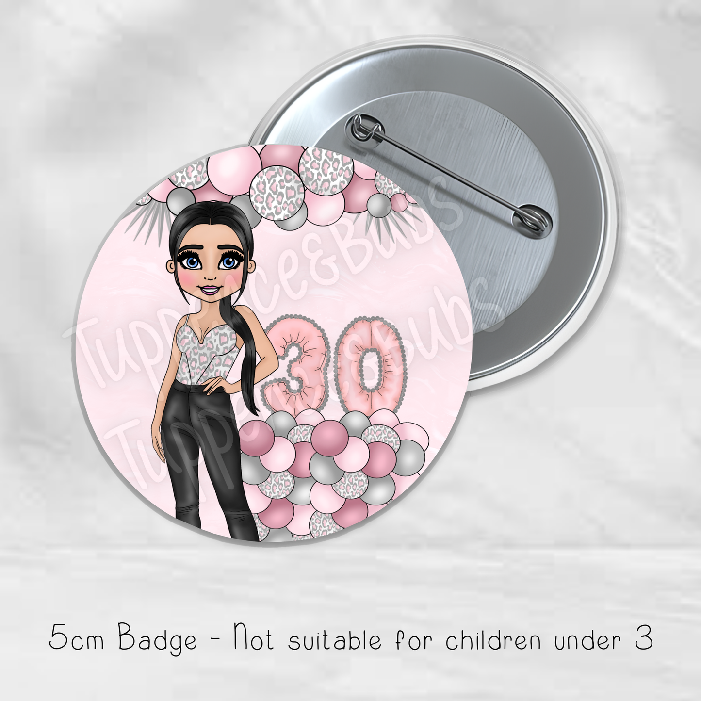 Pink Leopard Print Themed Badge - Any Age
