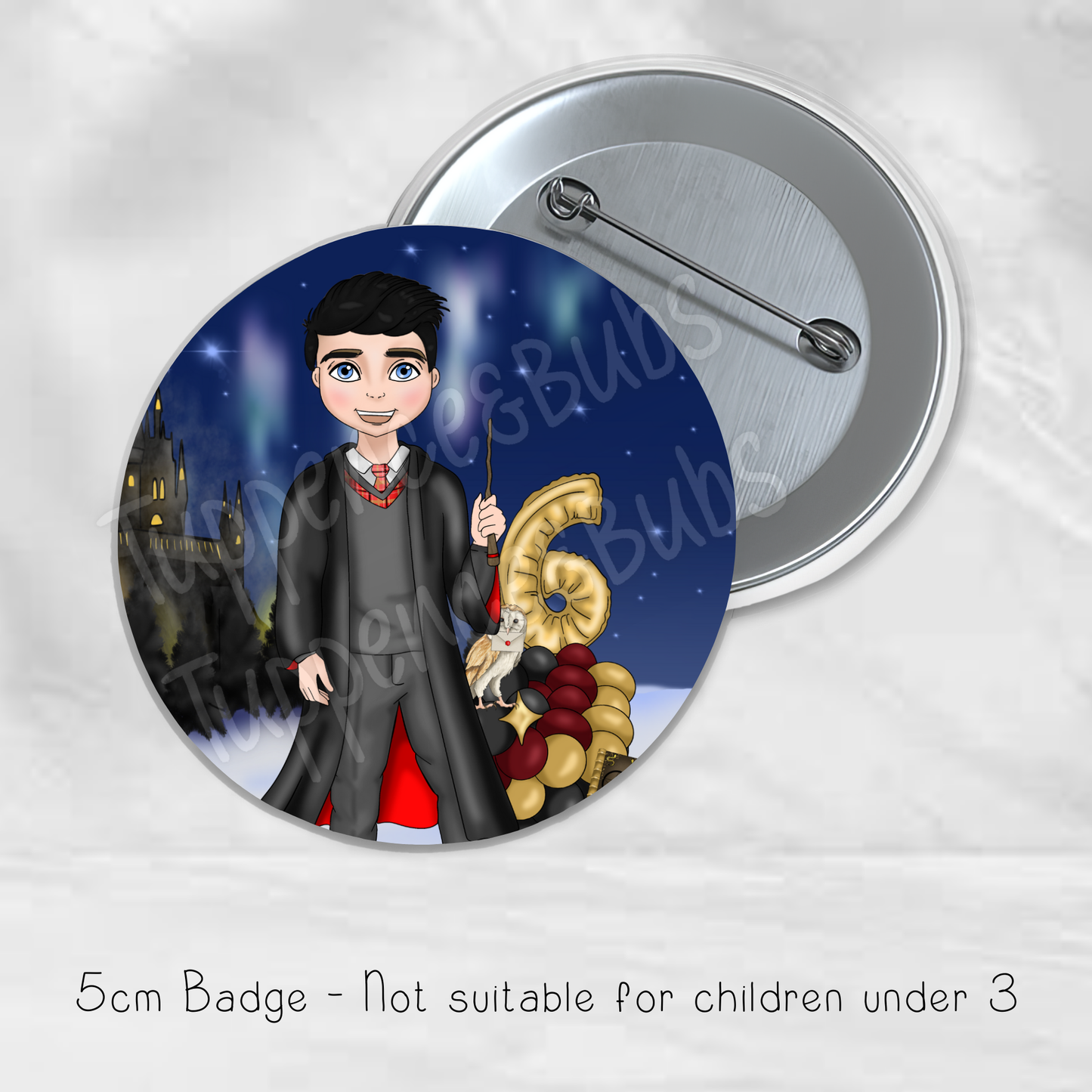 Wizard Themed Badge - Burgundy - Boy